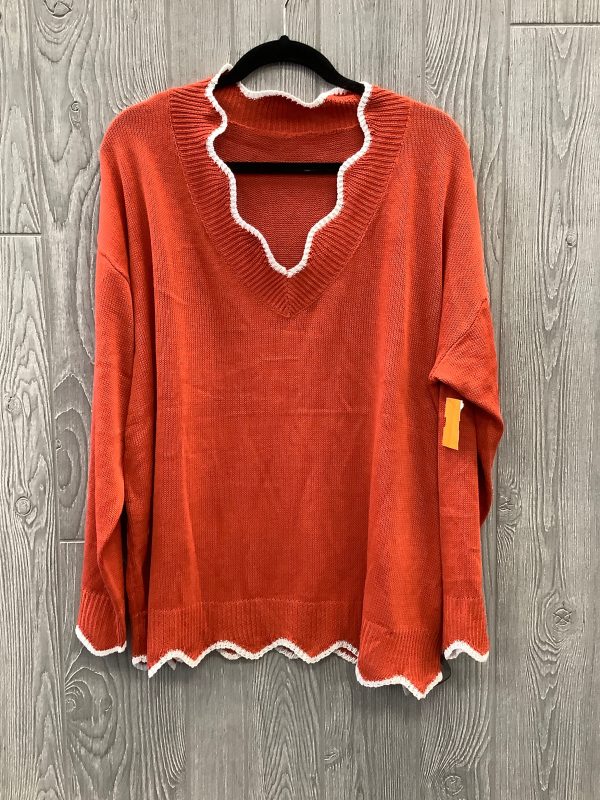 Top Long Sleeve By Shein In Orange & White, Size: 2x Supply