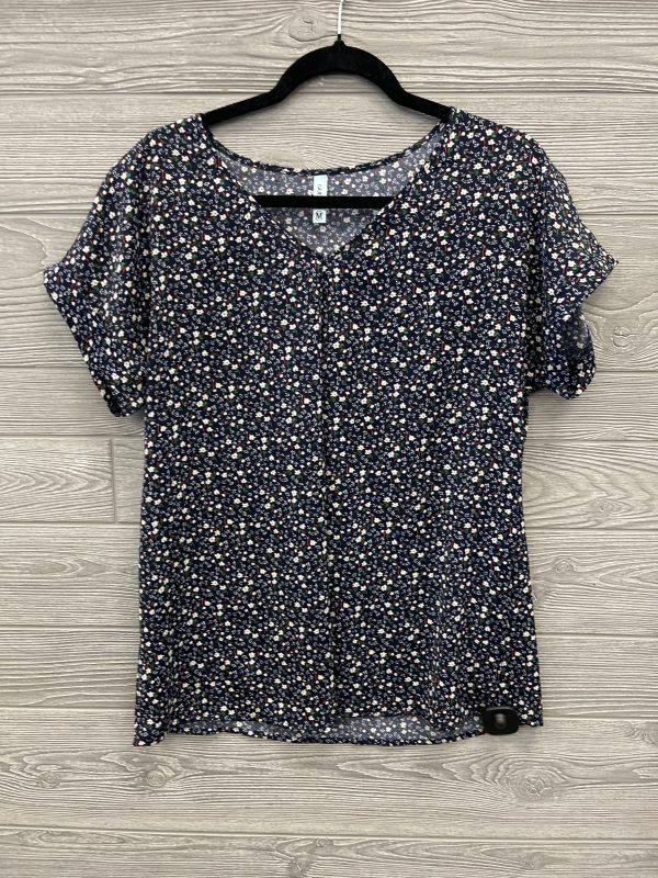 Blouse Short Sleeve By Clothes Mentor In Navy, Size: M Fashion