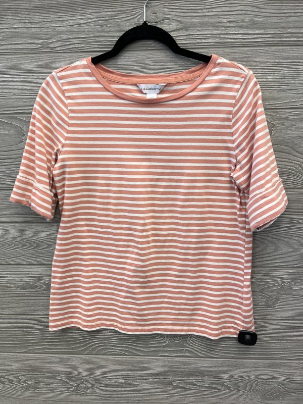 Top Short Sleeve By Liz Claiborne In Striped Pattern, Size: M Cheap